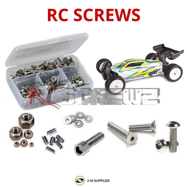 Representative image of an RCScrewZ stainless steel screw kit for Schumacher Cat L1 Evo 1/10th Electric Buggy (#K183); exact kit contents vary by RC model.