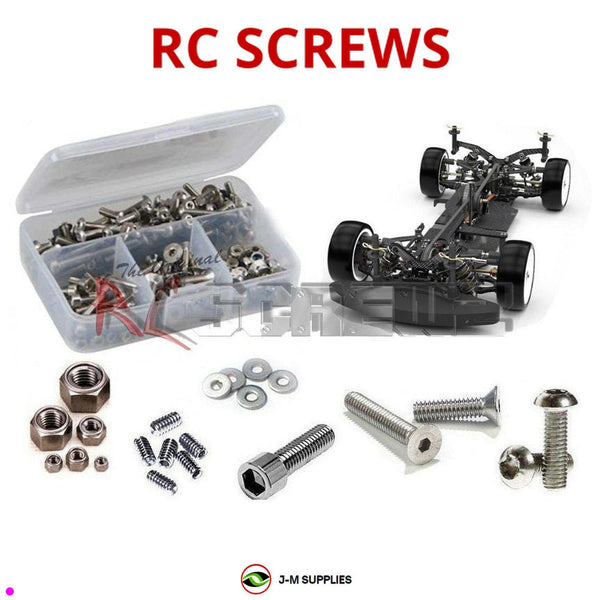 Representative image of an RCScrewZ stainless steel screw kit for Schumacher Mi7 Pro 1/10th Electric Touring Car (#K182); exact kit contents vary by RC model.
