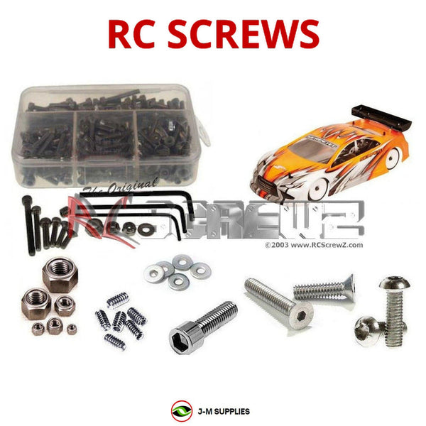 Representative image of an RCScrewZ stainless steel screw kit for Serpent 411 1/10th Onroad; exact kit contents vary by RC model.