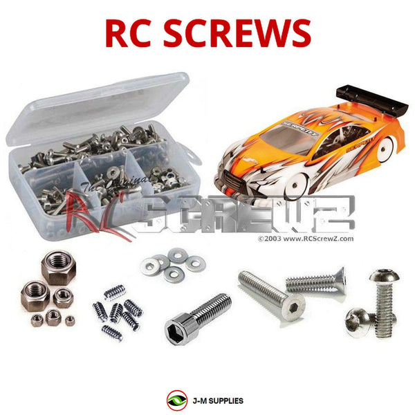 Representative image of an RCScrewZ stainless steel screw kit for Serpent 411 Eyrx 3.0; exact kit contents vary by RC model.