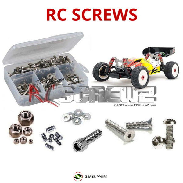 Representative image of an RCScrewZ stainless steel screw kit for SWorkZ S104 EK-1; exact kit contents vary by RC model.