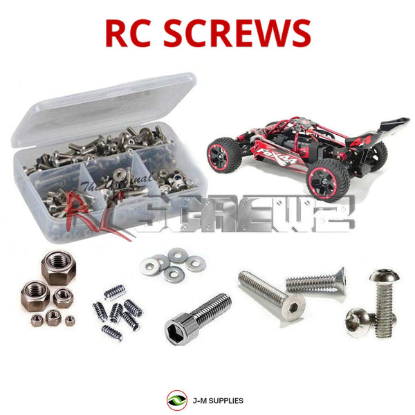 Representative image of an RCScrewZ stainless steel screw kit for SWORKz ZEUS II 1/8 (#940006); exact kit contents vary by RC model.