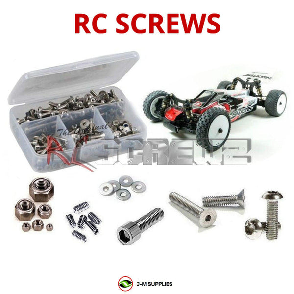 Representative image of an RCScrewZ stainless steel screw kit for SWORKz S14-4C/4D #SW-910034C/D; exact kit contents vary by RC model.