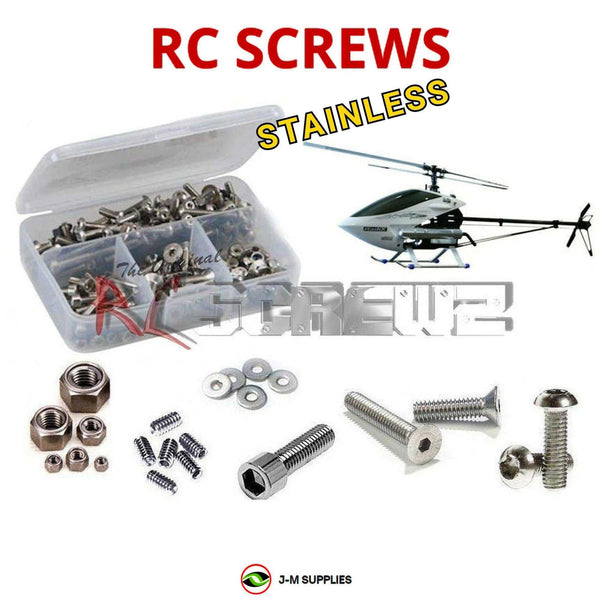 Representative image of an RCScrewZ stainless steel screw kit for Synergy N9 Helicopter; exact kit contents vary by RC model.