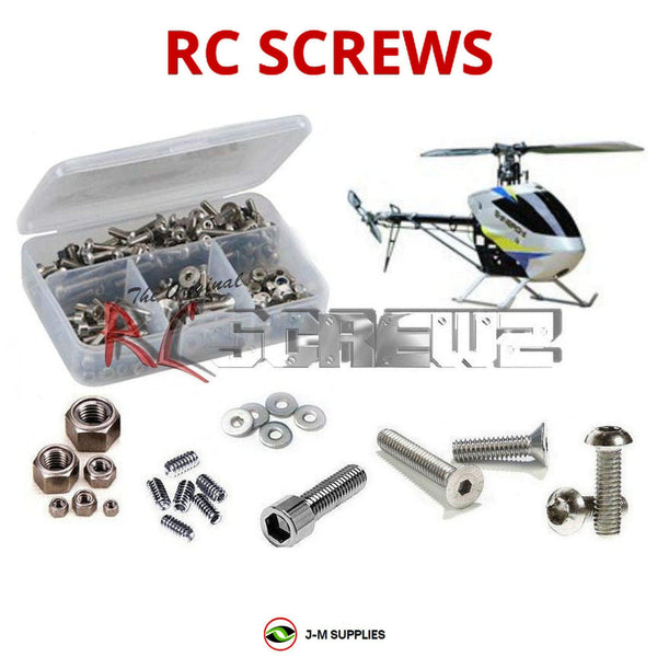 Representative image of an RCScrewZ stainless steel screw kit for Synergy 516 RC Helicopter; exact kit contents vary by RC model.