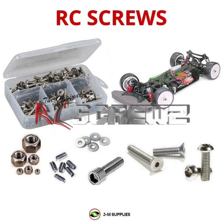 Representative image of an RCScrewZ stainless steel screw kit for Tamiya TB Evolution II 1/10 Electric 4WD On-Road (58284); exact kit contents vary by RC model.