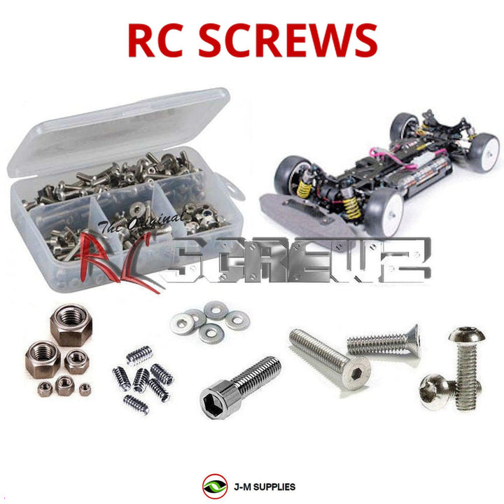 Representative image of an RCScrewZ stainless steel screw kit for Tamiya TB Evolution III 1/10 Electric 4WD Touring Car (58299); exact kit contents vary by RC model.