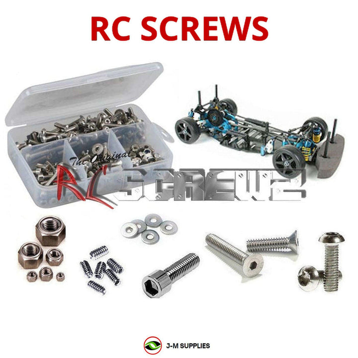 Representative image of an RCScrewZ stainless steel screw kit for Tamiya TRF414M 1/10 Electric 4WD Touring Car (49175); exact kit contents vary by RC model.
