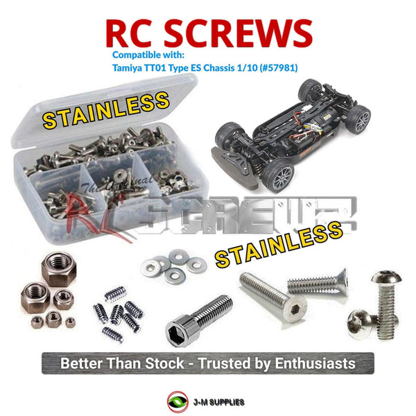 J-M SUPPLIES RC Parts Store - RCScrewZ Stainless Steel Screw Kit tam037 for Tamiya TT-01 Type-ES 1/10 Electric 4WD On-Road Touring Car Chassis (#57981) | PRO