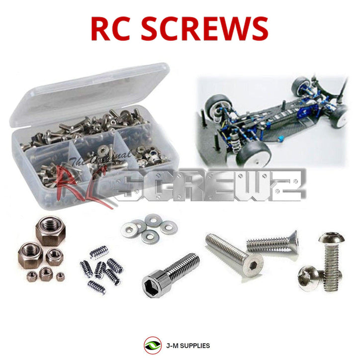 Representative image of an RCScrewZ stainless steel screw kit for Tamiya TRF415 1/10 Electric 4WD Touring Car (58320); exact kit contents vary by RC model.