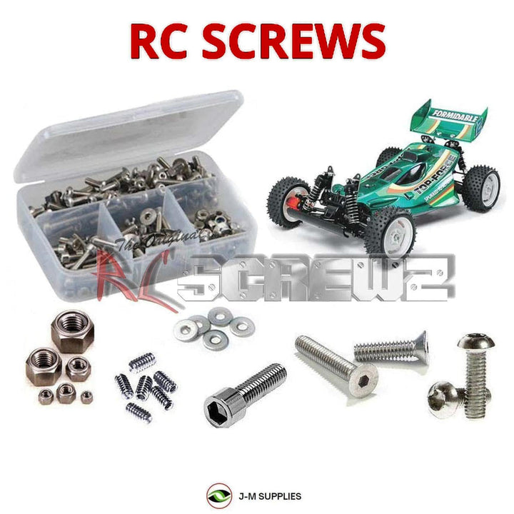 Representative image of an RCScrewZ stainless steel screw kit for Tamiya Neo Top-Force 1/10 Electric 4WD Off-Road Racing Buggy (57711); exact kit contents vary by RC model.