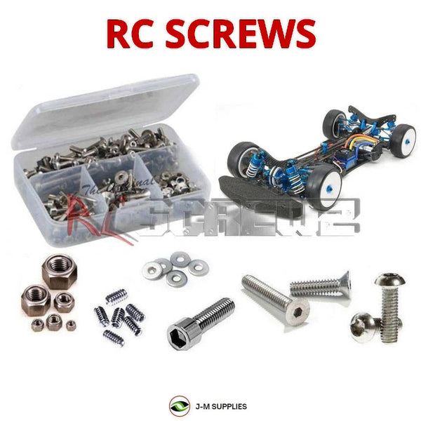 Representative image of an RCScrewZ stainless steel screw kit for Tamiya TRF417 1/10 Electric 4WD Touring Car (42184); exact kit contents vary by RC model.