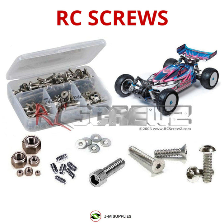 Representative image of an RCScrewZ stainless steel screw kit for Tamiya TRF502X 1/10 Electric 4WD Buggy (42183); exact kit contents vary by RC model.