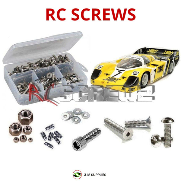 Representative image of an RCScrewZ stainless steel screw kit for Tamiya RM-01 Group C 1/12 Electric 2WD Race Car (58509); exact kit contents vary by RC model.