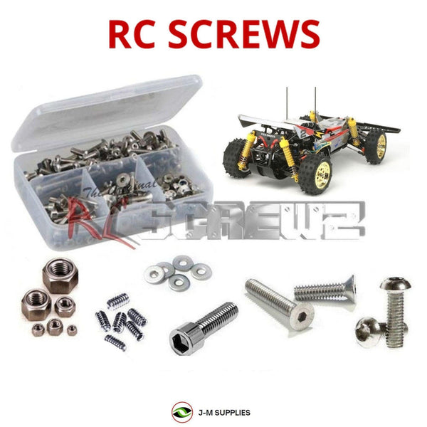Representative image of an RCScrewZ stainless steel screw kit for Tamiya Super Hotshot 1/10 Electric 4WD Buggy (58517); exact kit contents vary by RC model.