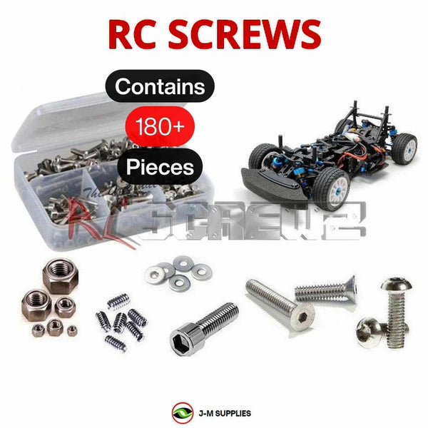 Representative image of an RCScrewZ stainless steel screw kit for Tamiya M-08 Concept M-08R 1/10 Electric 2WD Car (58669, 47480); exact kit contents vary by RC model.