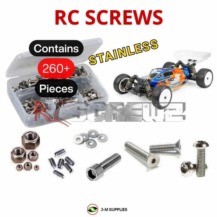 Representative image of an RCScrewZ stainless steel screw kit for Tekno EB410.2 1/10 Electric 4WD Buggy (TKR6502); exact kit contents vary by RC model.