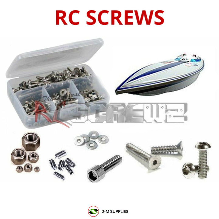Representative image of an RCScrewZ stainless steel screw kit for Traxxas Nitro Vee 1/10 Nitro Speed Racing Boat (3510); exact kit contents vary by RC model.