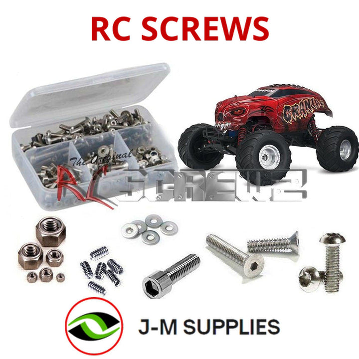 Representative image of an RCScrewZ stainless steel screw kit for Traxxas Craniac 1/10 Electric 2WD Monster Truck (36094-1); exact kit contents vary by RC model.