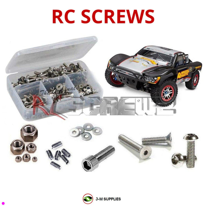 Representative image of an RCScrewZ stainless steel screw kit for Traxxas Slash Ultimate TSM 1/10 Electric 4WD SCT (68077-3); exact kit contents vary by RC model.