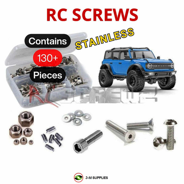 Representative image of an RCScrewZ stainless steel screw kit for Traxxas TRX-4M Bronco 1/18 4WD Crawler (97074-1); exact kit contents vary by RC model.