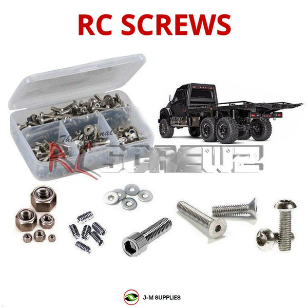 Representative image of an RCScrewZ stainless steel screw kit for Traxxas TRX-6 RC Hauler 1/10 6WD Truck (88086-84); exact kit contents vary by RC model.