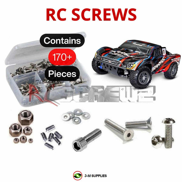 Representative image of an RCScrewZ stainless steel screw kit for Traxxas Slash BL-2S 1/10 4WD SCT (68154-4); exact kit contents vary by RC model.