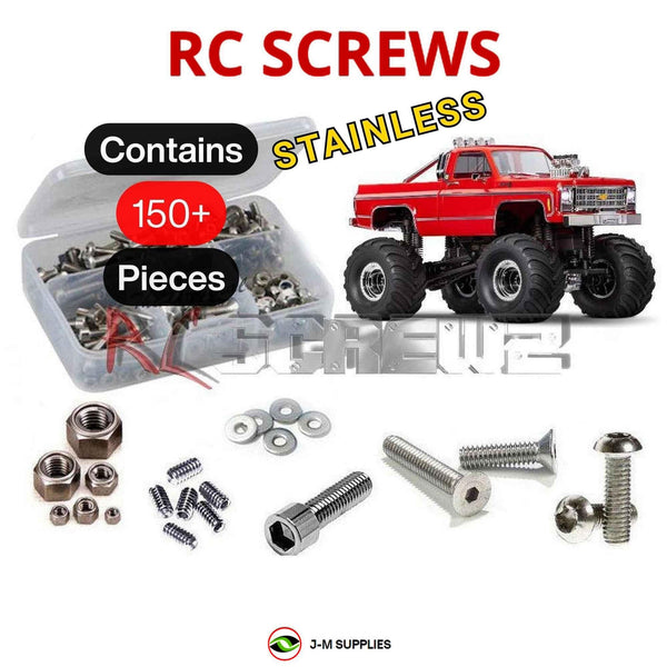 Representative image of an RCScrewZ stainless steel screw kit for Traxxas TRX-4MT Chevrolet K10 1/18 4WD MT (98064-1); exact kit contents vary by RC model.