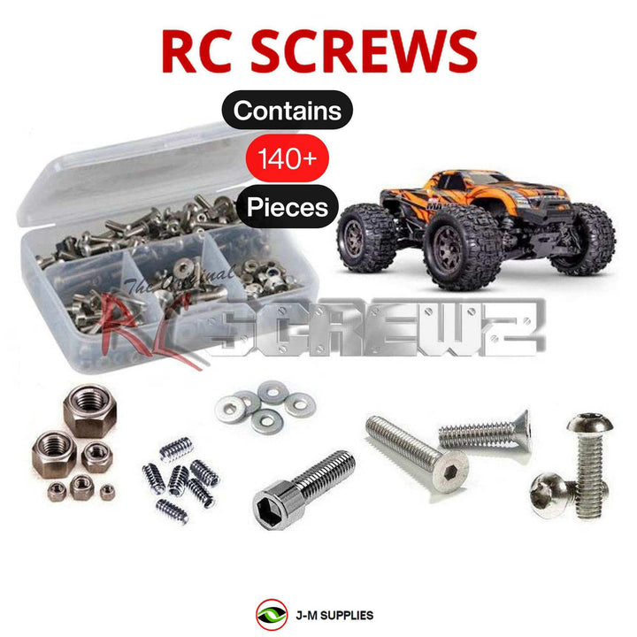 Representative image of an RCScrewZ stainless steel screw kit for Traxxas Mini Maxx BL-2S Maxx-Scale 4WD Monster Truck (107154-1); exact kit contents vary by RC model.