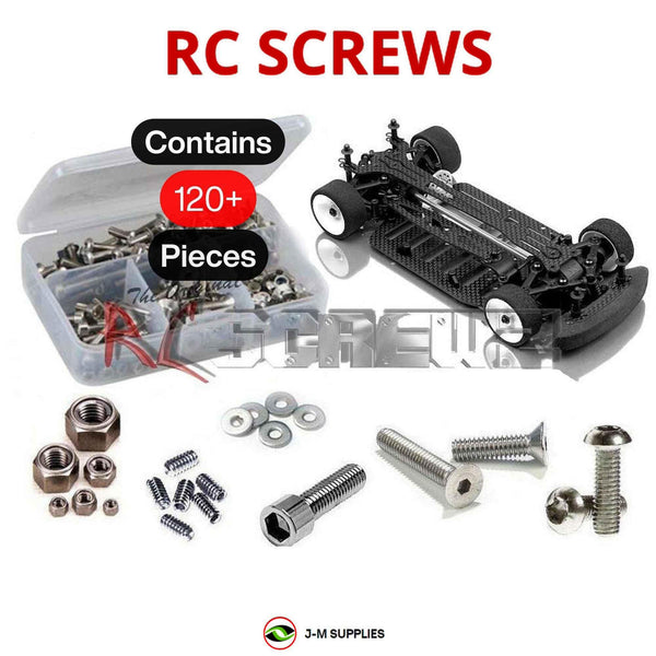 Representative image of an RCScrewZ stainless steel screw kit for Team XRAY M18 Pro (#380002); exact kit contents vary by RC model.