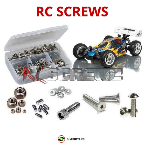 Representative image of an RCScrewZ stainless steel screw kit for Team XRAY XB8 EC 1/8th #350002; exact kit contents vary by RC model.