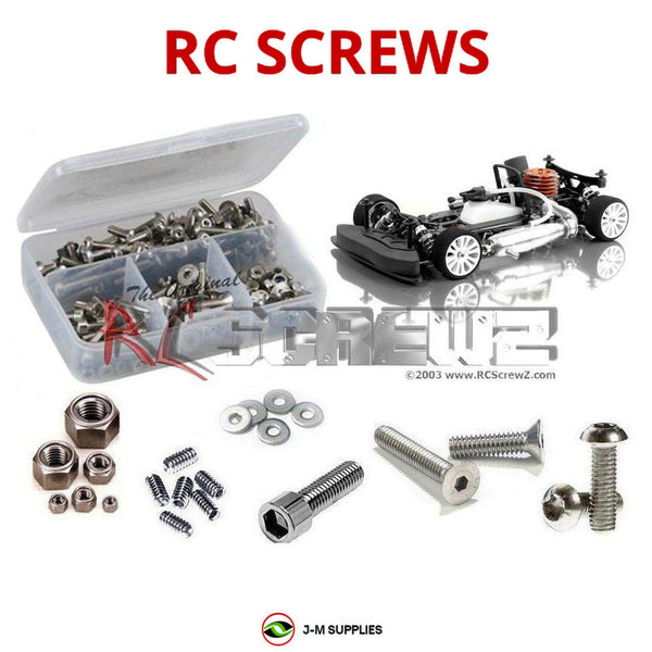 Representative image of an RCScrewZ stainless steel screw kit for Team XRAY XB8 TQ 1/8th #350001; exact kit contents vary by RC model.