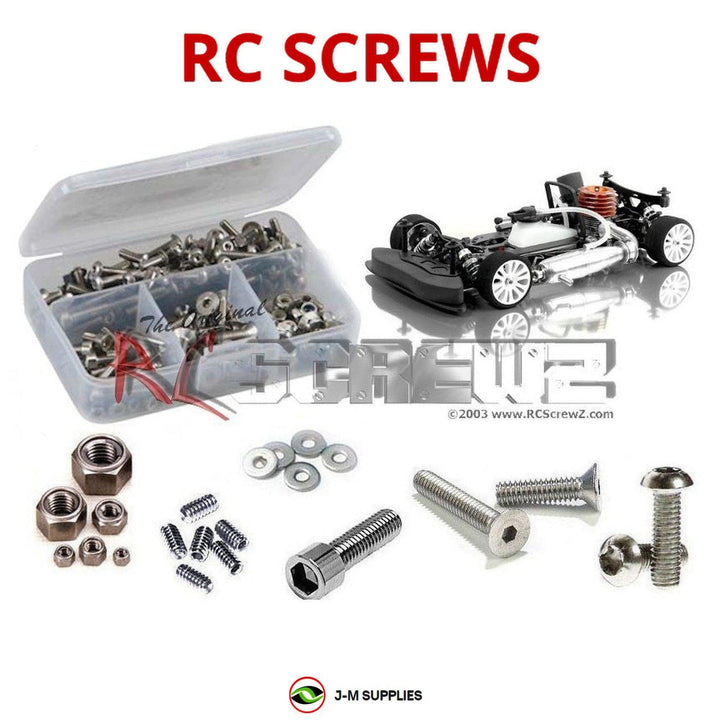 Representative image of an RCScrewZ stainless steel screw kit for Team XRAY XB8 TQ 1/8 Nitro 4WD Buggy (350001); exact kit contents vary by RC model.