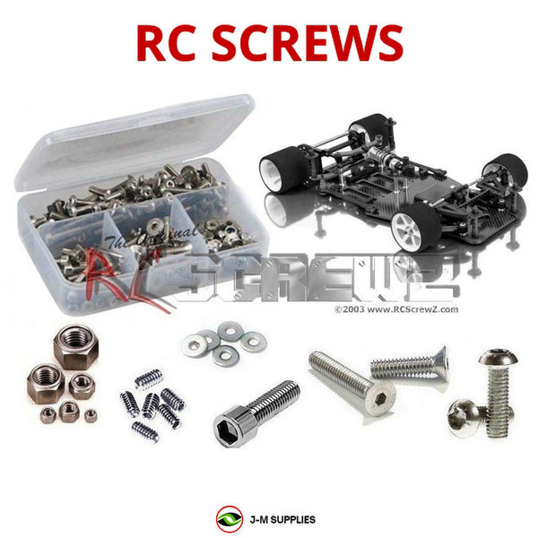 Representative image of an RCScrewZ stainless steel screw kit for Xray X11 1/12th Onroad (#370000) Pan Car; exact kit contents vary by RC model.