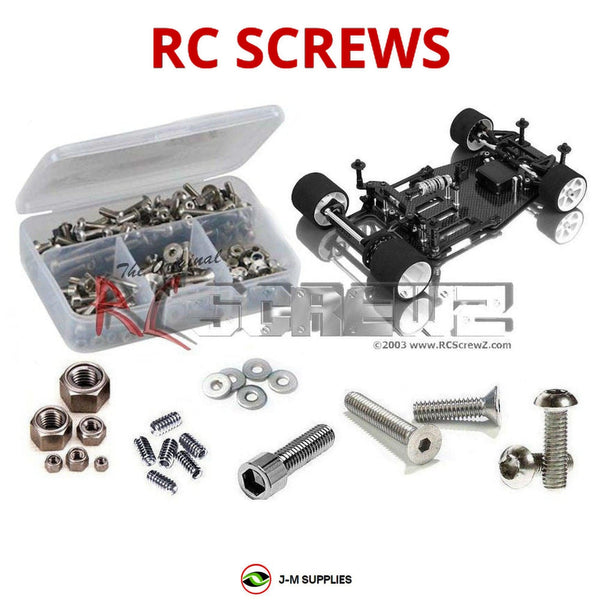 Representative image of an RCScrewZ stainless steel screw kit for Team XRAY T2R Pro 1/10th #300102; exact kit contents vary by RC model.