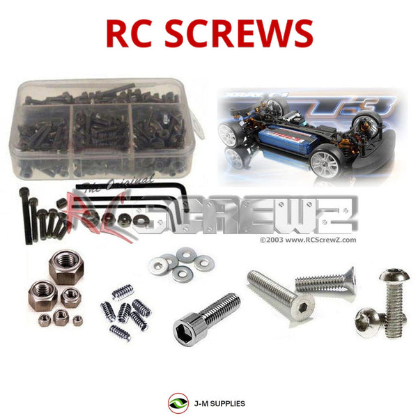 Representative image of an RCScrewZ stainless steel screw kit for Team XRAY T3 1/10th #300016; exact kit contents vary by RC model.