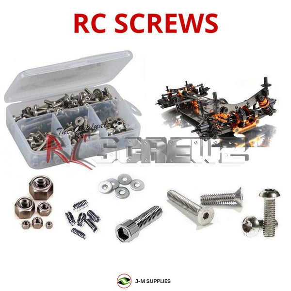 Representative image of an RCScrewZ stainless steel screw kit for Team XRAY T4 2013 1/10th Onroad (#300019); exact kit contents vary by RC model.