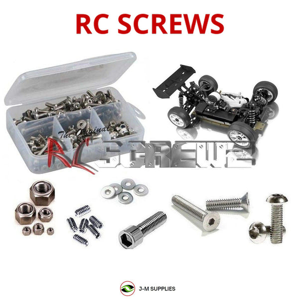 Representative image of an RCScrewZ stainless steel screw kit for Team XRAY XB9 1/8 Nitro Buggy (#350007); exact kit contents vary by RC model.