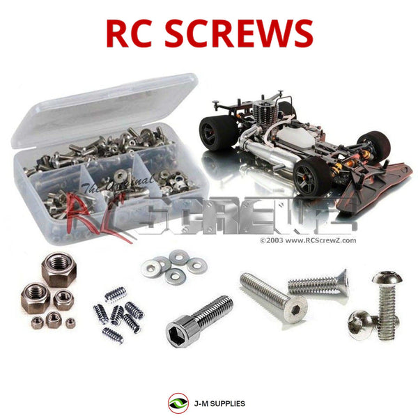 Representative image of an RCScrewZ stainless steel screw kit for Team XRAY RX8 2014 #340003; exact kit contents vary by RC model.