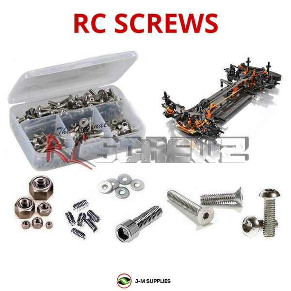 Representative image of an RCScrewZ stainless steel screw kit for Team XRAY T4 2017 1/10 (#300023); exact kit contents vary by RC model.