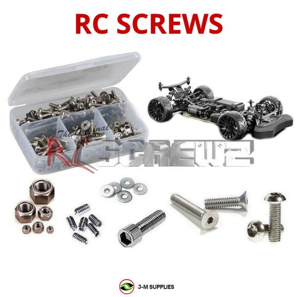 Representative image of an RCScrewZ stainless steel screw kit for Team XRAY GTXE.3 1/8th (#350602); exact kit contents vary by RC model.