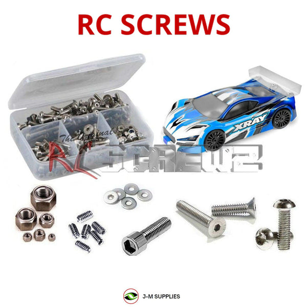 Representative image of an RCScrewZ stainless steel screw kit for Team XRAY GTXe 2022 1/8 4WD GT Touring Car (#350603); exact kit contents vary by RC model.