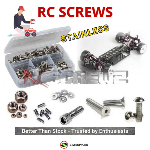 Representative image of an RCScrewZ stainless steel screw kit for Schumacher Mi3 1/10th (#K073); exact kit contents vary by RC model.