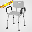 J-M SUPPLIES - Rhythm Healthcare Portable Bath Seat & Shower Chair, White, with Backrest, Padded Arms, Aluminum -