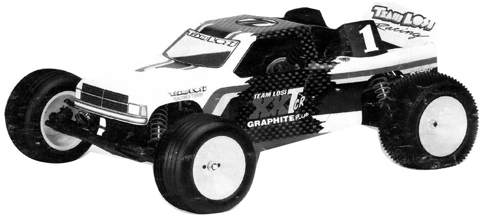 Team Losi XX-T CR Graphite Plus (LOSA0072) 1/10 electric 2WD stadium truck; original grayscale manufacturer manual photograph