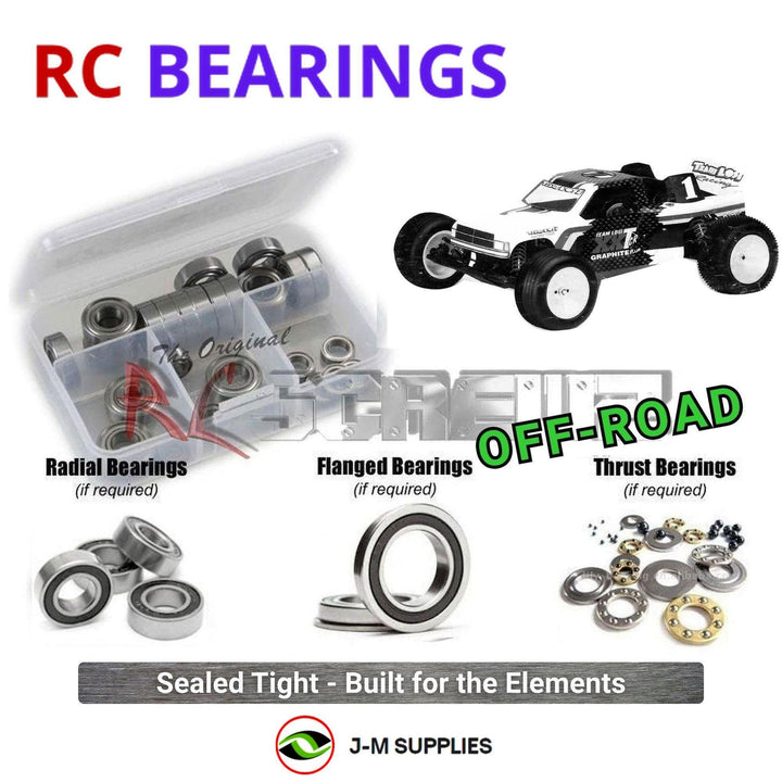 Representative image of an RCScrewZ rubber-sealed bearing kit for Team Losi XX-T CR/GP 1/10 Electric 2WD Truck (LOSA0071, LOSA0072); exact bearing sizes and quantities vary by RC model.