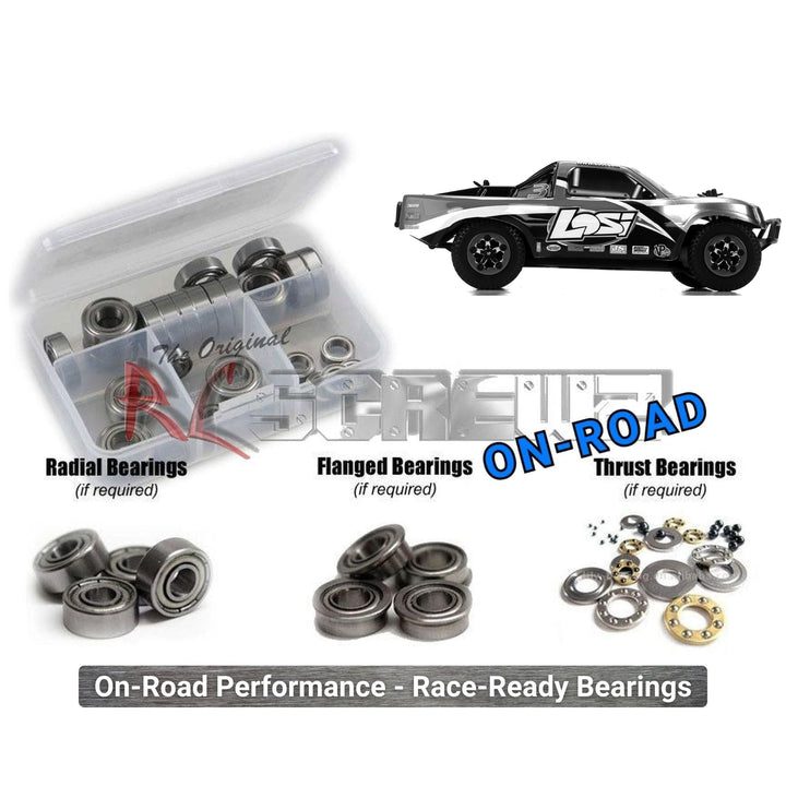 RCScrewZ metal-shielded bearing kit for Losi Micro SCT (LOSB0242); representative kit artwork, exact contents vary by model