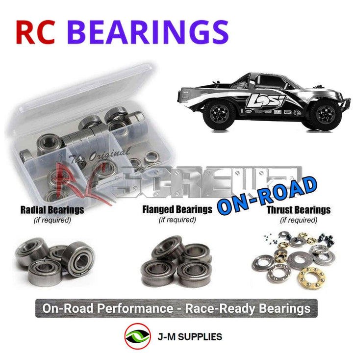 Representative image of an RCScrewZ metal-shielded bearing kit for Losi Micro SCT 1/24 Electric 4WD SCT (LOSB0242); exact bearing sizes and quantities vary by RC model.