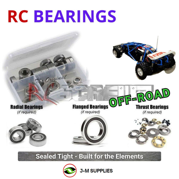 Representative image of an RCScrewZ rubber-sealed bearing kit for Marui Galaxy-RS 2WD 1/10 Electric Off-Road Buggy; exact bearing sizes and quantities vary by RC model.