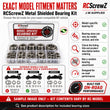 Exact RC model fitment matters for metal shielded bearing kits because bearing sizes vary by model version and trim